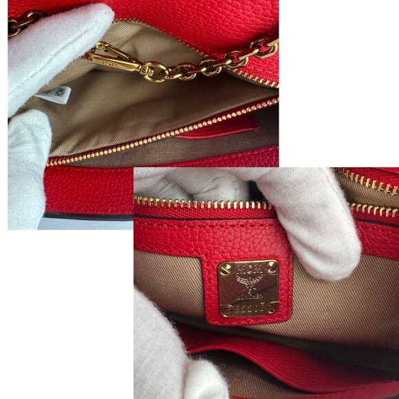 MCM Visetos Millie Leather Chain Crossbody Bag - Picture 9 of 12